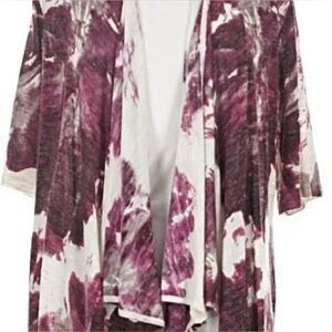 Coldwater Creek Waterfall Open Cardigan in Pink and Cream